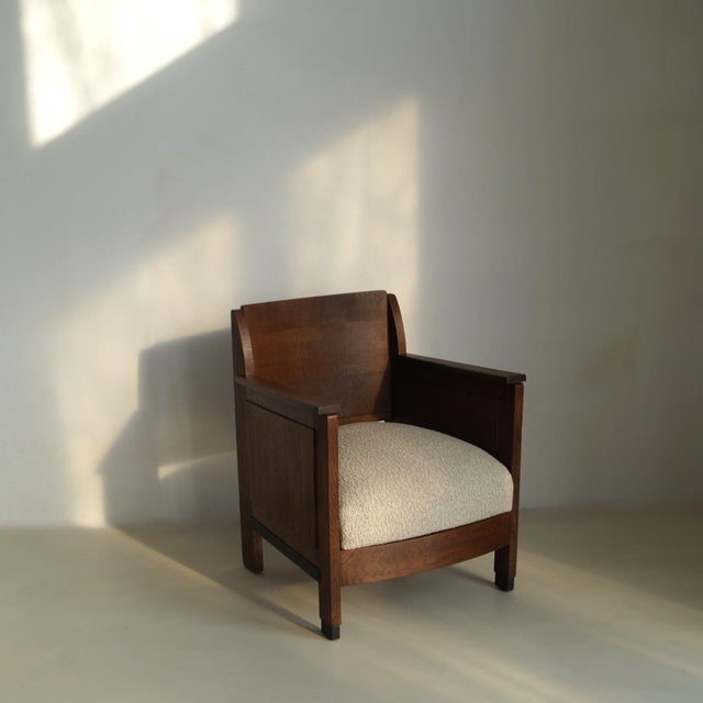 Dutch Art Deco Oak Armchair, 1920s For Sale - Image 10 of 18