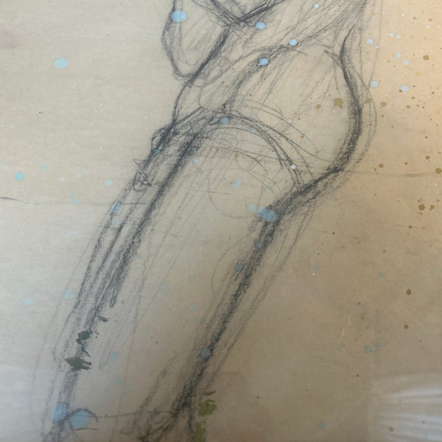 1970s 1970’s Original Study Figure Drawing in Antique Victorian Frame For Sale - Image 5 of 6