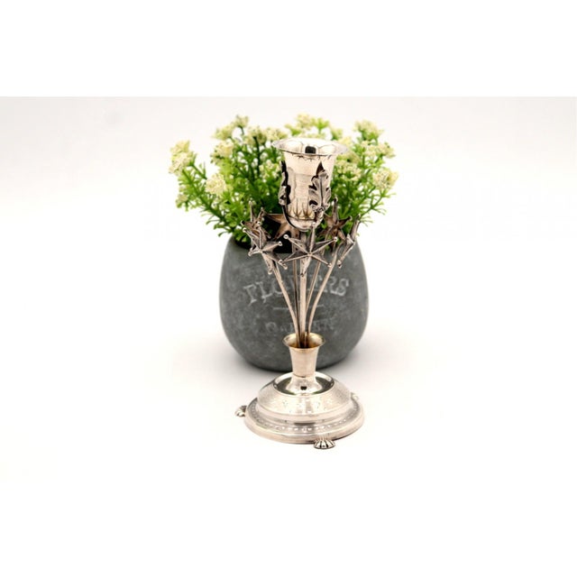 Metal Silver Toothpick Holder with Chalice and Acanthus Leaves For Sale - Image 7 of 7