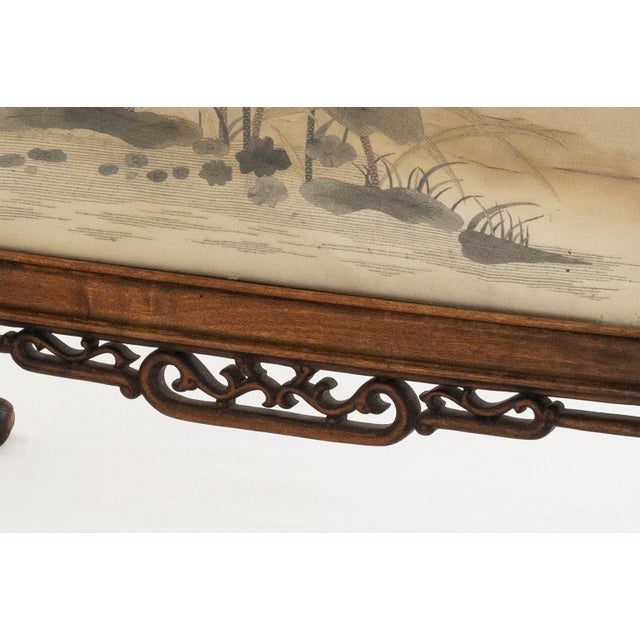 Fire Screen in Stained Wood and Dyed Silk by Gabriel Viardot, 19th Century For Sale - Image 12 of 13