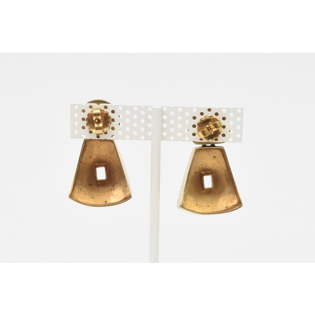 Metal Vintage Steven Vaubel Gold Plated Sculptural Pierced Dangle Earrings, 1980's For Sale - Image 7 of 10