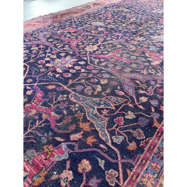 Semi-Antique Kelleh Garrus Design Berry, Plum, Indigo, with Gorgeous Highlight Colors Rug 7.9 x 16.3 For Sale - Image 9 of 15