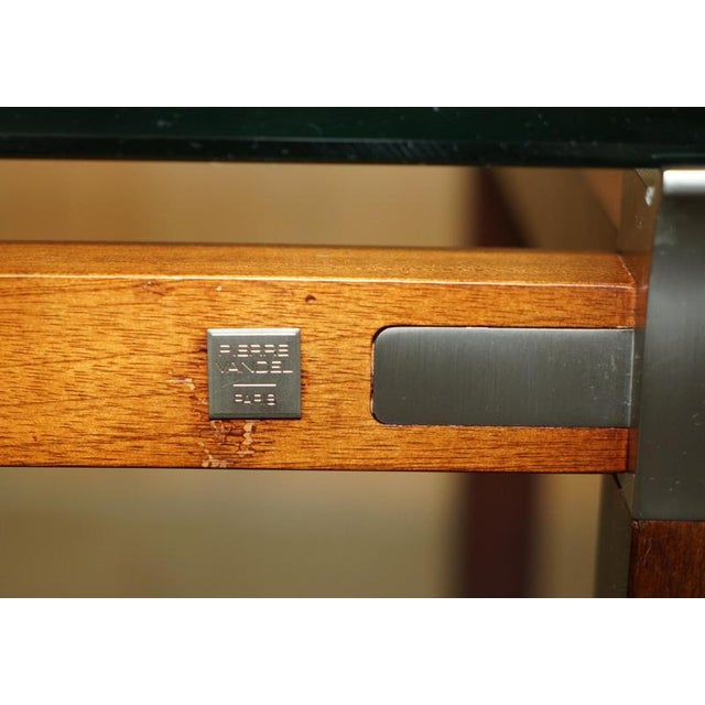 Vintage Hardwood Pewter and Glass Side Tables by Pierre Vandel, Set of 2 For Sale - Image 13 of 18