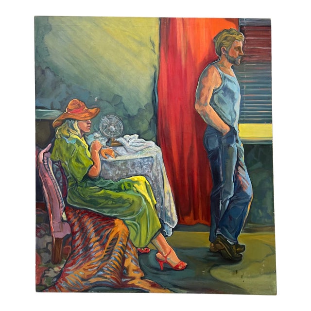 Vintage Large Impressionist Portrait by Carol Dan (1934-2022) For Sale