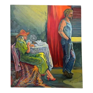 Vintage Large Impressionist Portrait by Carol Dan (1934-2022)
