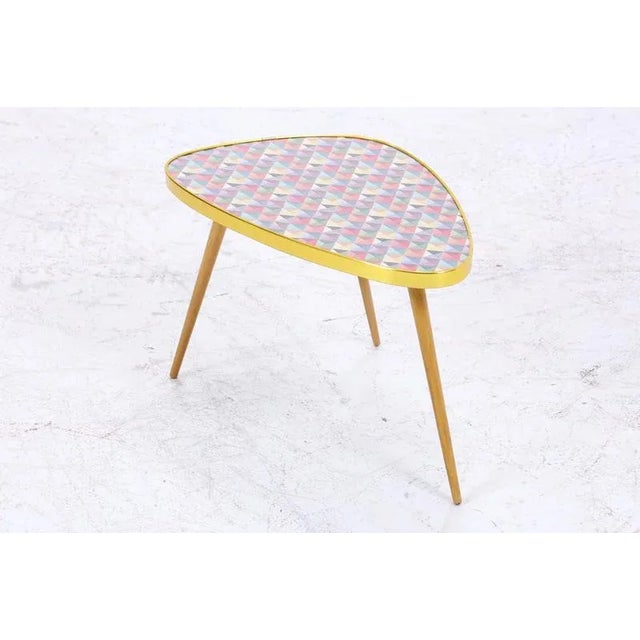 Vintage Flower Table with Colorful Checkered Pattern, 1960s For Sale - Image 3 of 9