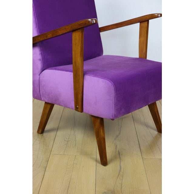 Vintage Loft Armchair in Purple Velvet, 1970 For Sale - Image 11 of 12