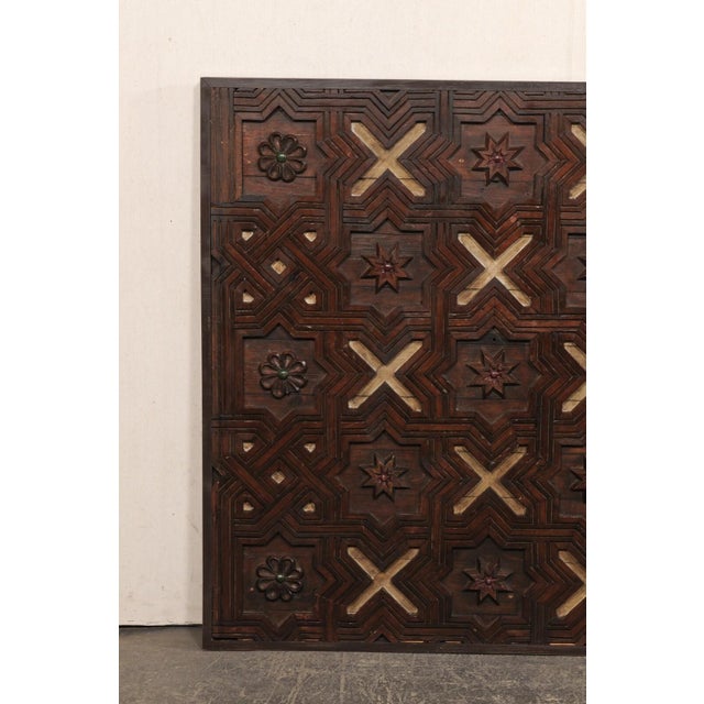 Coffee 18th C Spanish Wall Panel W/ Geometric Design For Sale - Image 8 of 9