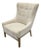 Modern Wing Chair Nubby Cream Fabric. For Sale