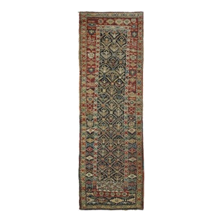 Antique Shirvan Red and Beige Geometric Wool Runner For Sale