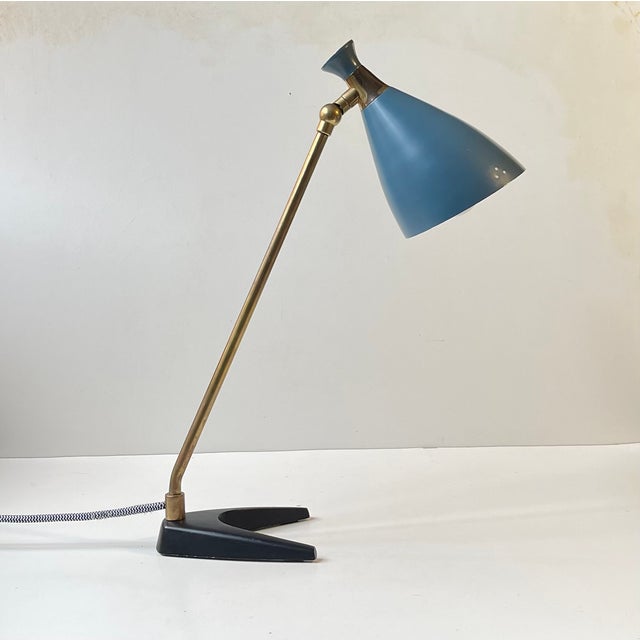 Midcentury Modern Teal Blue Diablo Table Lamp from Solbergs Fabrikker, 1950s For Sale - Image 14 of 14
