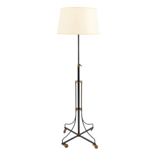 French Brass and Black Patinated Metal Floor Lamp For Sale