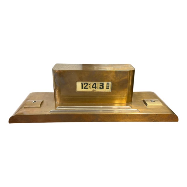 1930s Lawson Art Deco Copper Clock in Working Order For Sale