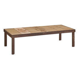 French Ceramic Tile Coffee Table with Bird Motif by Roger Capron, 1960s For Sale