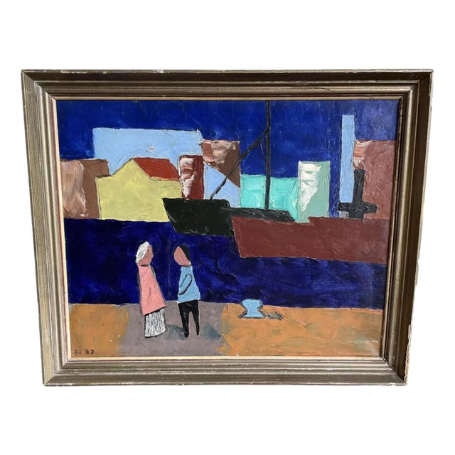 View of the Port, 1967, Oil on Canvas, Framed For Sale - Image 9 of 9