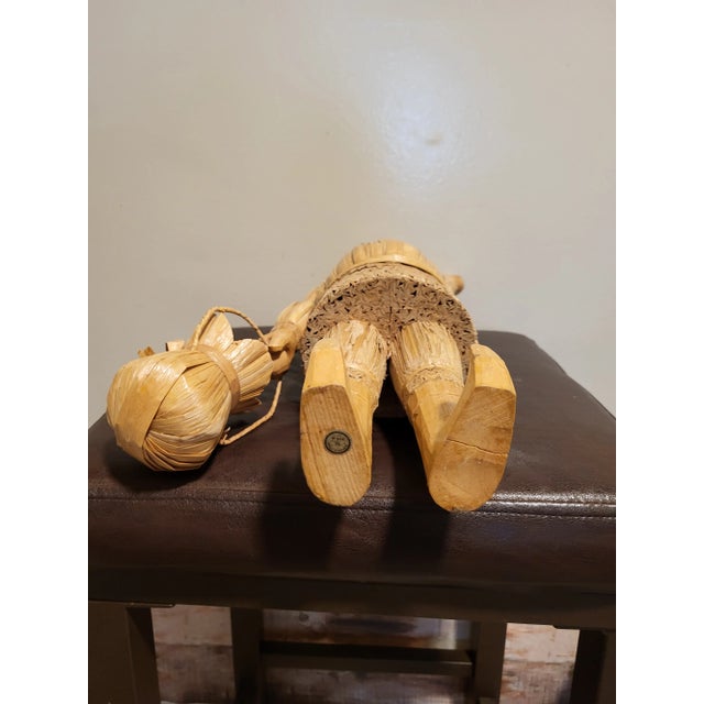 1990s Vintage Santa Claus Corn Husk and Carved Decor For Sale - Image 5 of 5