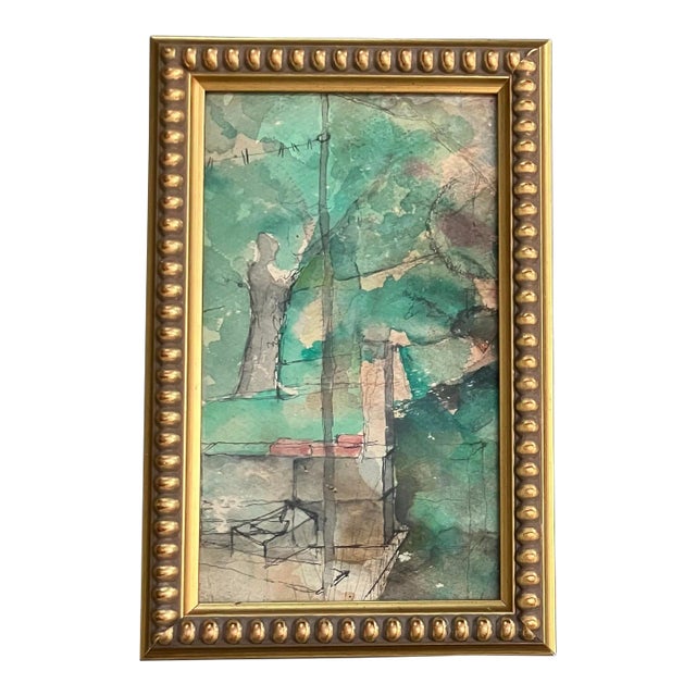 1940’s Original Abstract Expressionist Watercolor Painting For Sale