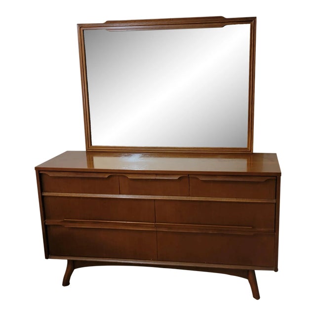 1960s Mid Century Modern Kroehler Dresser With Mirror For Sale