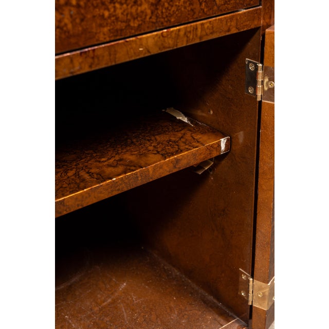 1930s Art Deco Burled Walnut Credenza With Brass Hardware For Sale - Image 13 of 18