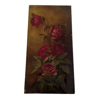 B. Brodeur 1910 French Roses Oil Painting on Canvas For Sale