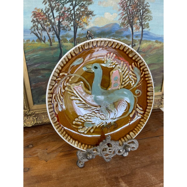 Chinese Vintage Chinese Decorative Plate With Mythical Creature Motif by Ling Chi, Jinzhou. For Sale - Image 3 of 10