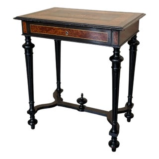 Late 19th Century Sewing or Side Table Napoleon III Wood Marquetry France For Sale