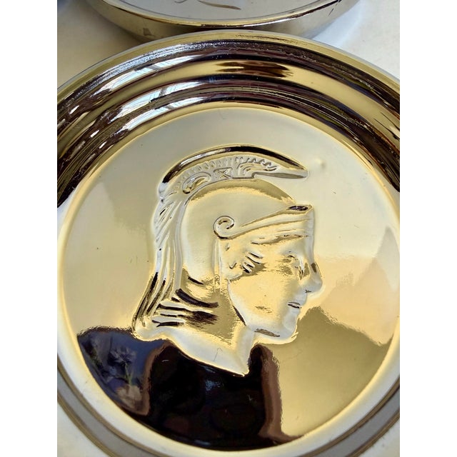 1960s Vintage Mercury Glass Roman Warrior Coasters, Set of 4 For Sale - Image 5 of 7