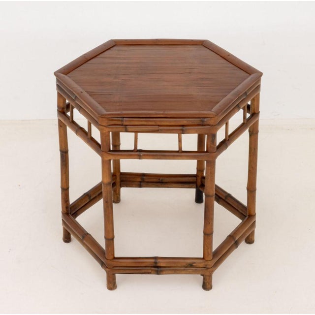 Bamboo Hexagonal Occasional Table For Sale In New York - Image 6 of 7
