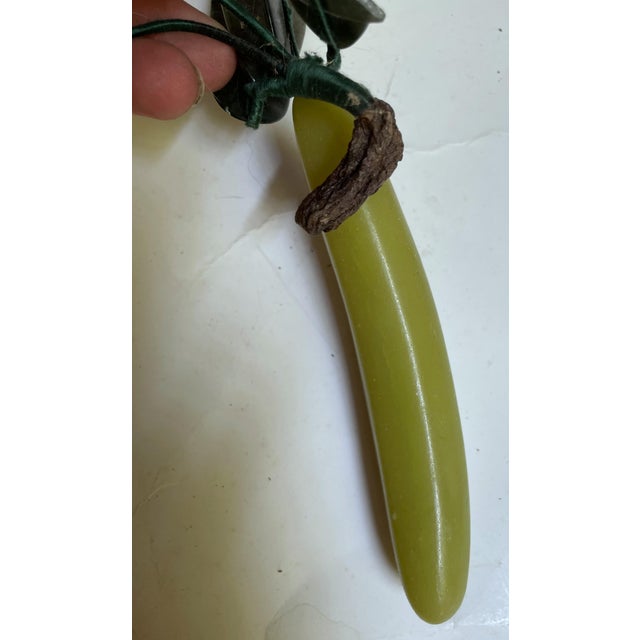 Mid 20th Century Asian Carved Hard Stone Exotic Fruit W/Jade Leaves Banana? For Sale - Image 6 of 8