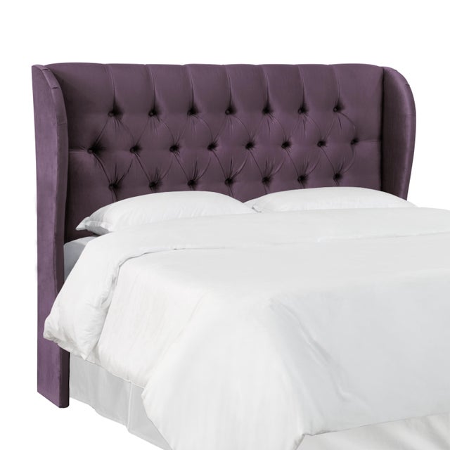 King Tufted Wingback Headboard in Majestic Plum Chairish