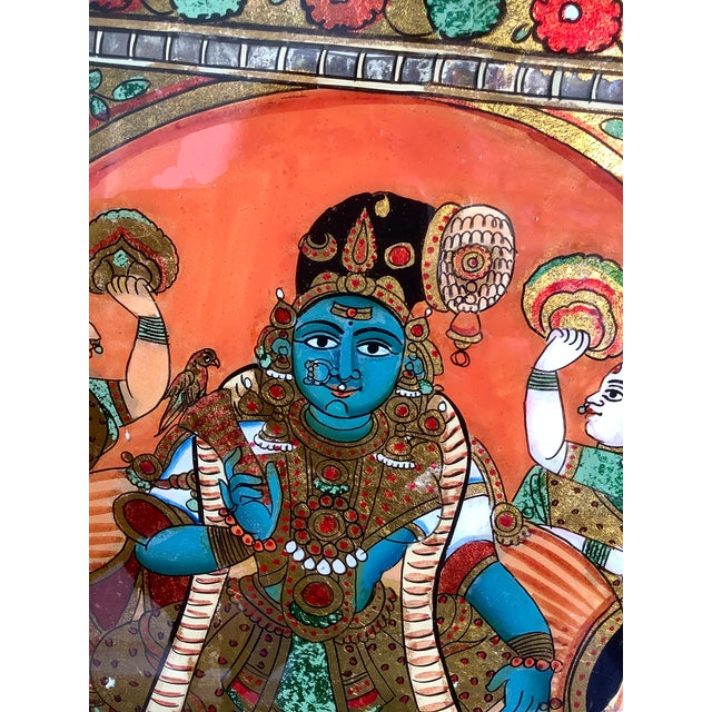 19th C Thanjavur Reverse Glass Painting Andal Tanjore South India Indian Antique Gold Gilt Frame For Sale - Image 9 of 17