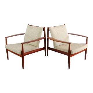 1960s Vintage Danish Modern Grete Jalk for France & Son Mid Century Teak Lounge Chairs- A Pair For Sale