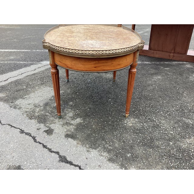 French Maison Jansen-Style Marble Top Coffee Table W/ Brass Gallery For Sale - Image 9 of 10