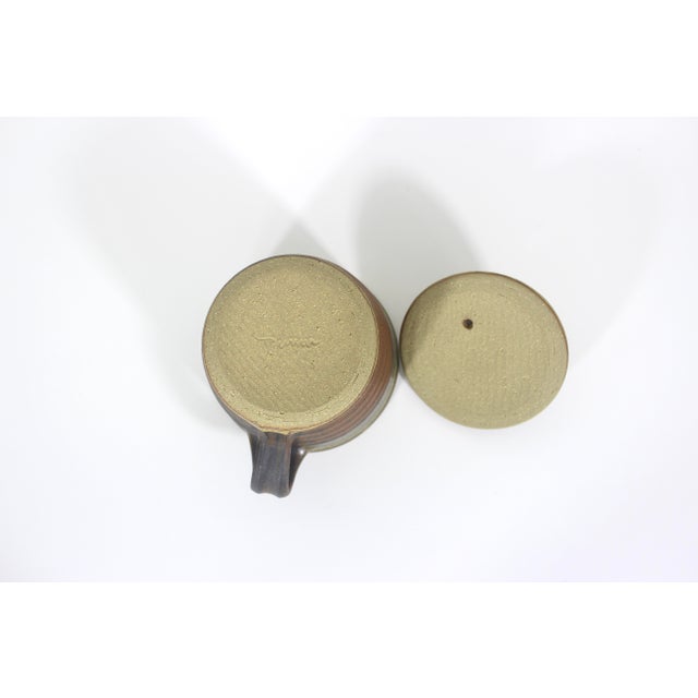 Brown Vintage Studio Pottery Lidded Mug For Sale - Image 8 of 10