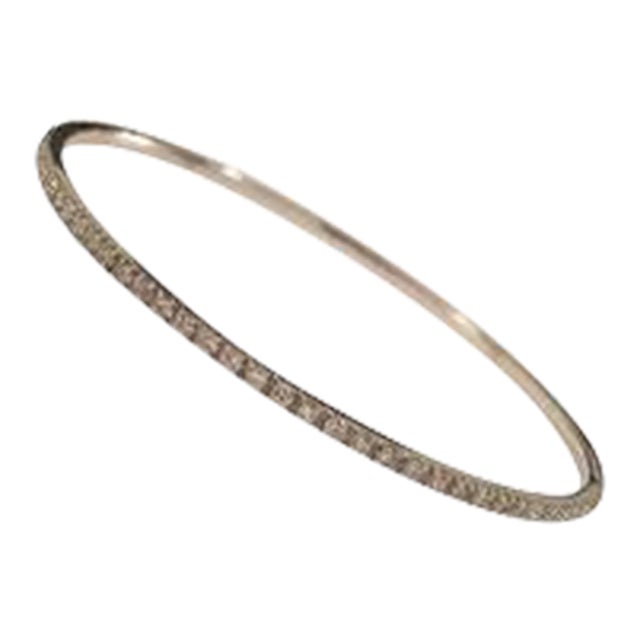 18kt White Gold Diamond Bangle For Sale