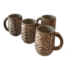 Set of 4 Mid Century Ceramic Glazed Stoneware Coffee Mugs by Design Technics