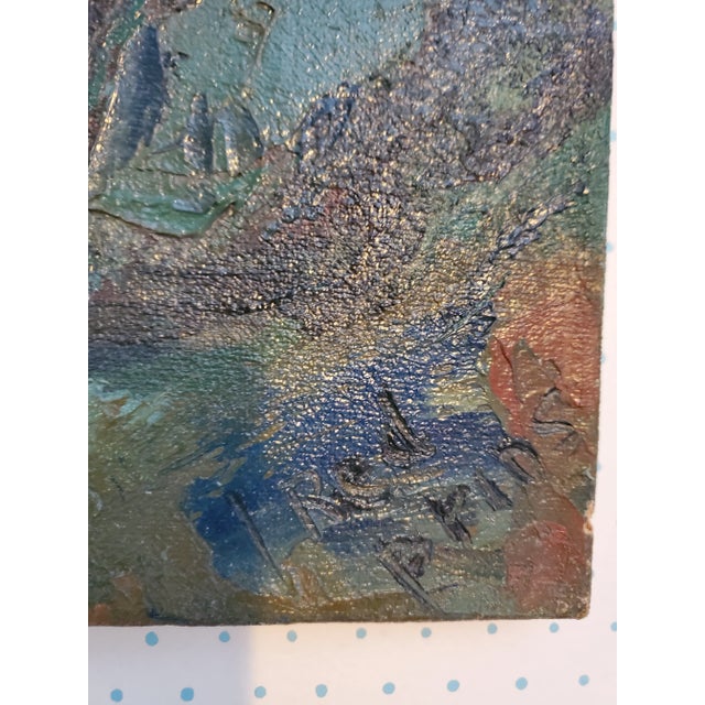 1940s Vintage Early Abstract Impressionist Painting Artist Signed For Sale - Image 4 of 7