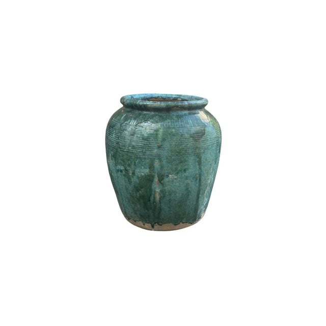 Vintage Chinese Green Glazed Ceramic Soy Sauce Jar For Sale - Image 9 of 10