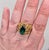Napier Vintage 1960s Signed Napier Goldtone Oval Faux-Emerald Adjustable Ring For Sale - Image 4 of 12