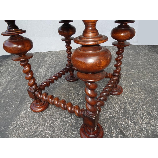 Vintage John Richard Large Spindle Side Table Leather Top W a Drawer For Sale - Image 11 of 12
