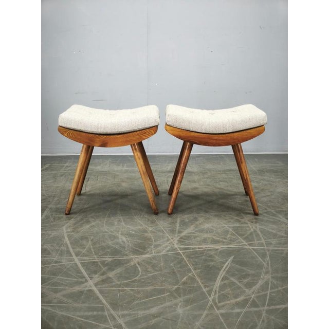 Mid-Century Modern Beech Stools, Czechoslovakia, 1960s, Set of 2 For Sale - Image 4 of 13