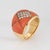 Stylish vintage coral & diamond cigar ring (circa 1980s) crafted in 18 karat yellow gold. Diamonds total an estimated 0.40...