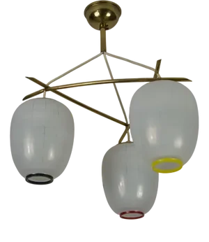 Mid-Century Brass and Opal Glass Cascade Ceiling Lamp, Germany, 1960s