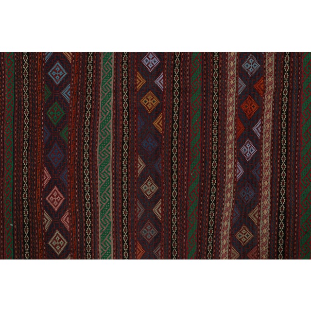 1950s Vintage Baluch Tribal Kilim With Colorful Stripes & Motifs, From Rug & Kilim For Sale In New York - Image 6 of 7