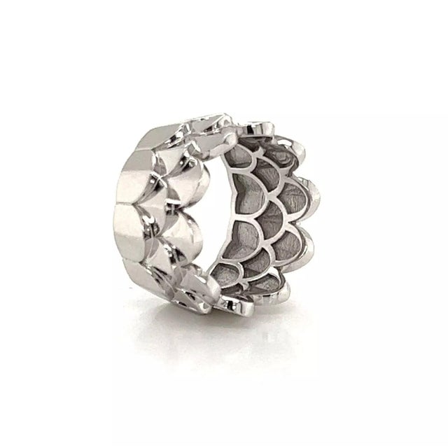Late 20th Century Fred of Paris 18k White Gold 12mm Wide 3 Tier Crown Band Ring - Size 7.25 For Sale - Image 4 of 8