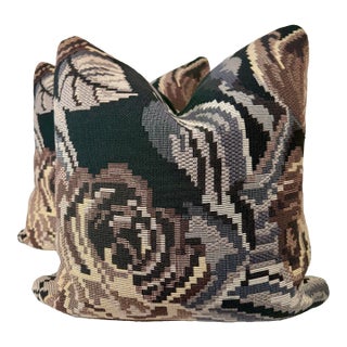 Maharam "Deconstructed Rose" in Earthen Brown 22" Pillows-a Pair For Sale