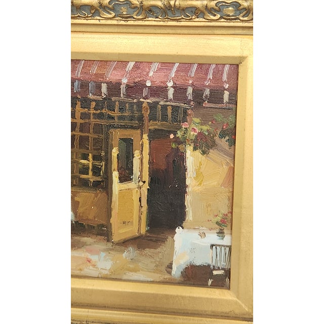Mid 20th Century Signed Giani “On the Terrace” Framed Oil on Canvas Cafe Scene For Sale - Image 10 of 18