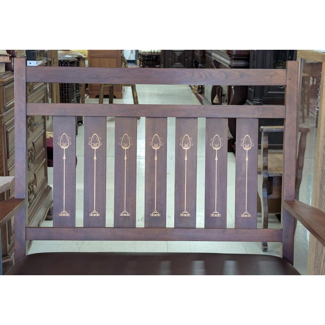 Stickley Stickley Harvey Cherry Wood Ellis Inlaid Settee For Sale - Image 4 of 11