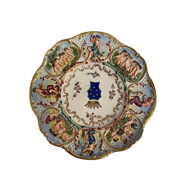 Decorated Ceramic Plate from Capodimonte, 19th-20th Century For Sale - Image 4 of 5