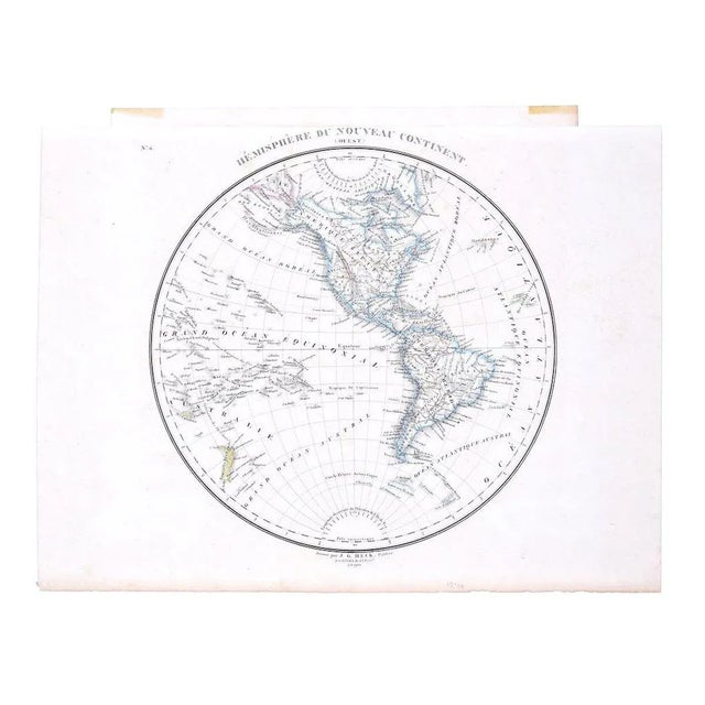 Hemisphere Of The New Continent - West is an artwork realized in 1834 by Johann Georg Heck Original colored print. Good...